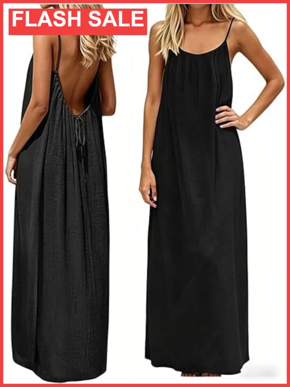 Backless Cami Dress Sleeveless Long Lounge House Dress for Women